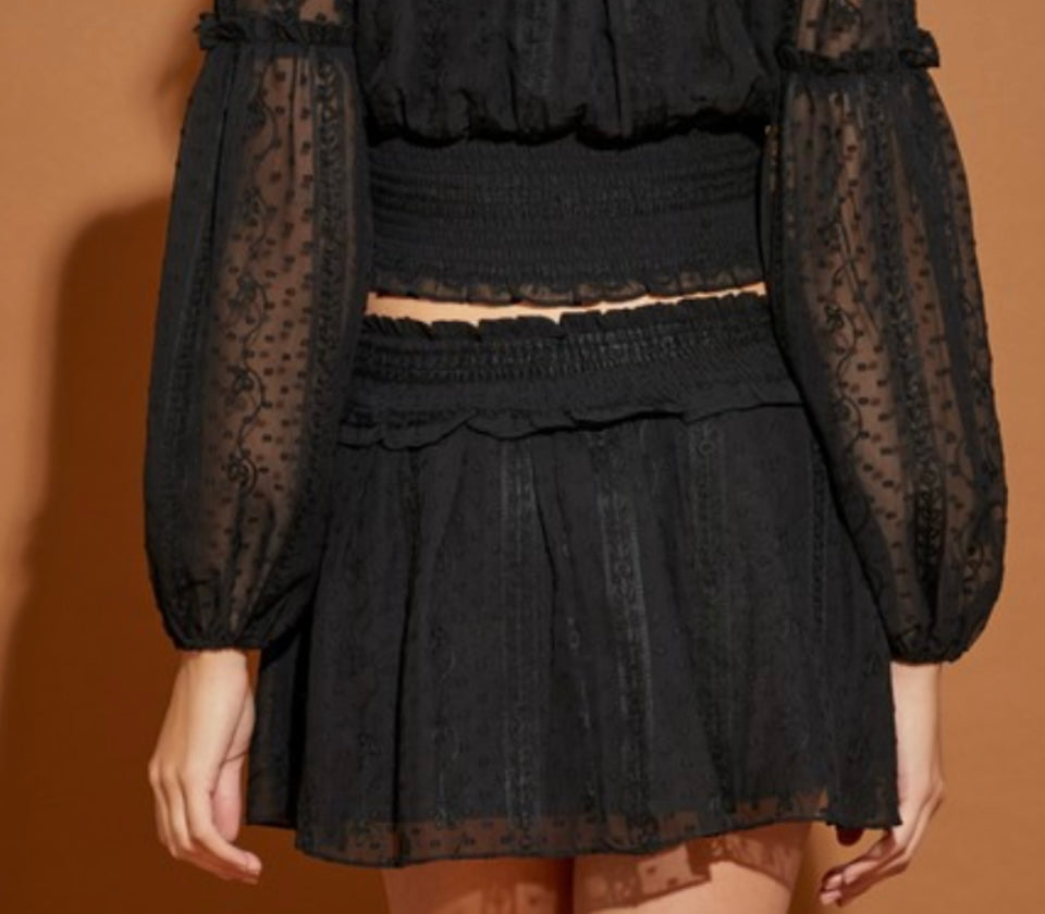 Sheer black mini skirt