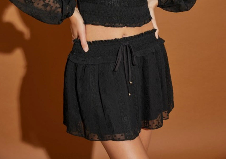 Sheer black mini skirt